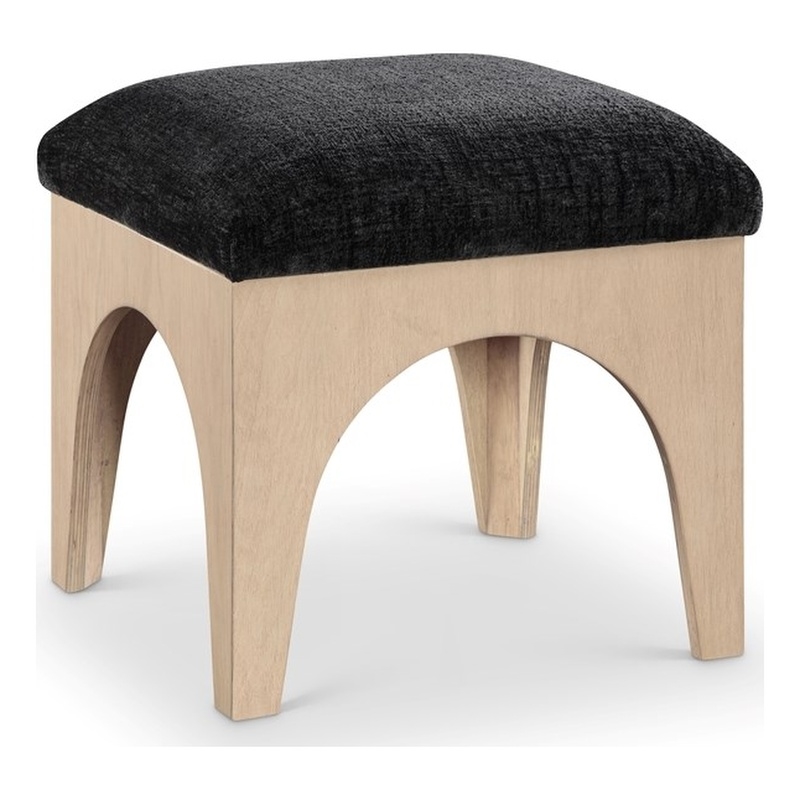 Meridian Furniture Lawson Black Chenille Fabric Ottoman