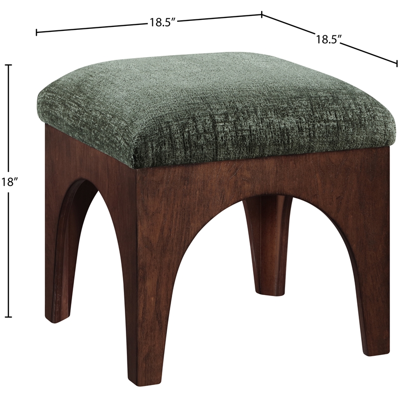Meridian Furniture Lawson Green Chenille Fabric Ottoman