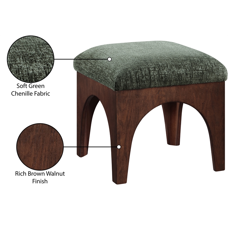 Meridian Furniture Lawson Green Chenille Fabric Ottoman