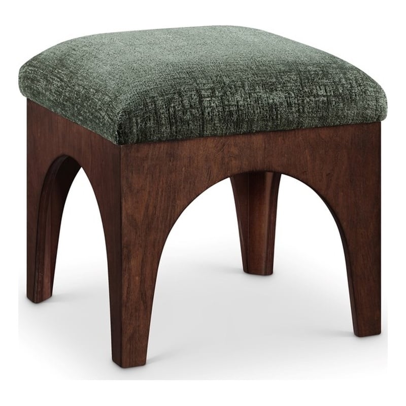 Meridian Furniture Lawson Green Chenille Fabric Ottoman
