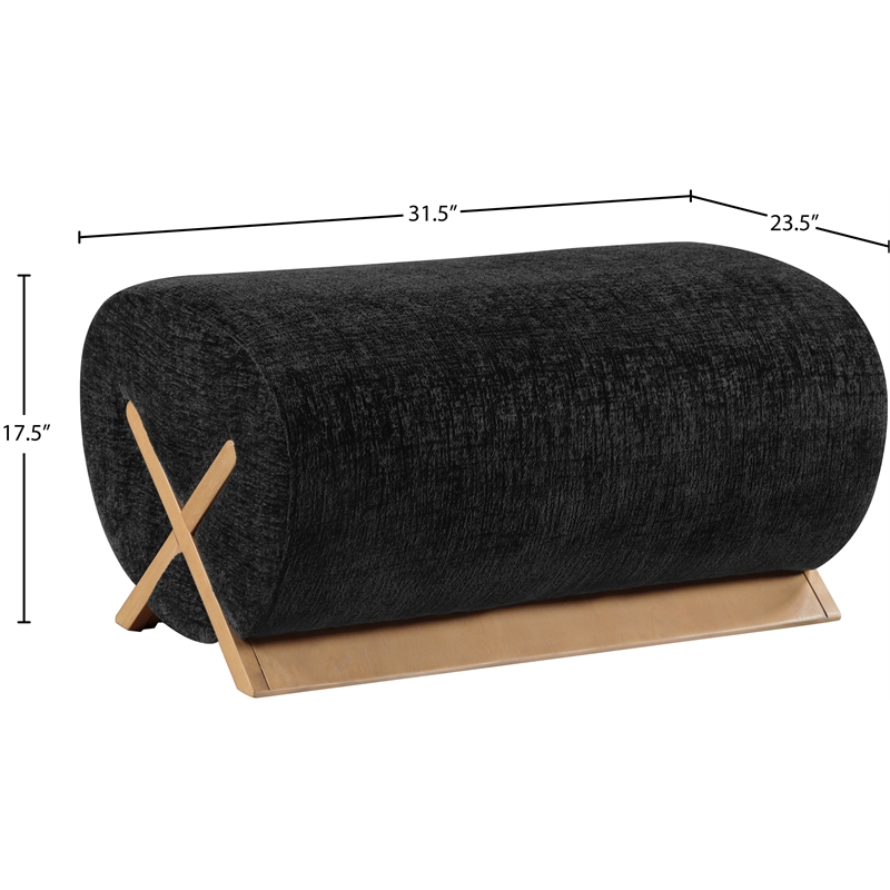 Meridian Furniture Akira Black Upholstered Ottoman