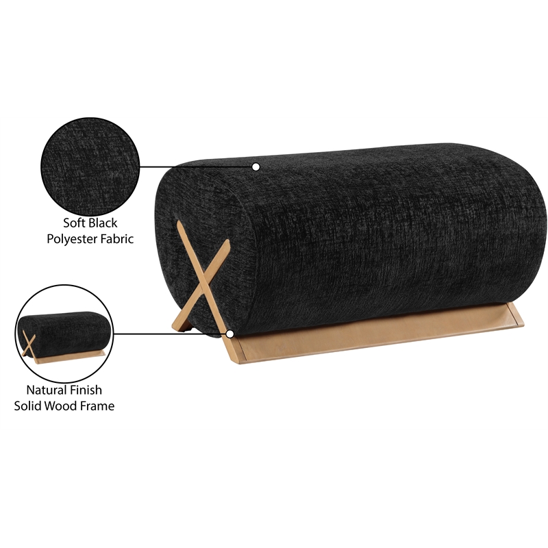 Meridian Furniture Akira Black Upholstered Ottoman