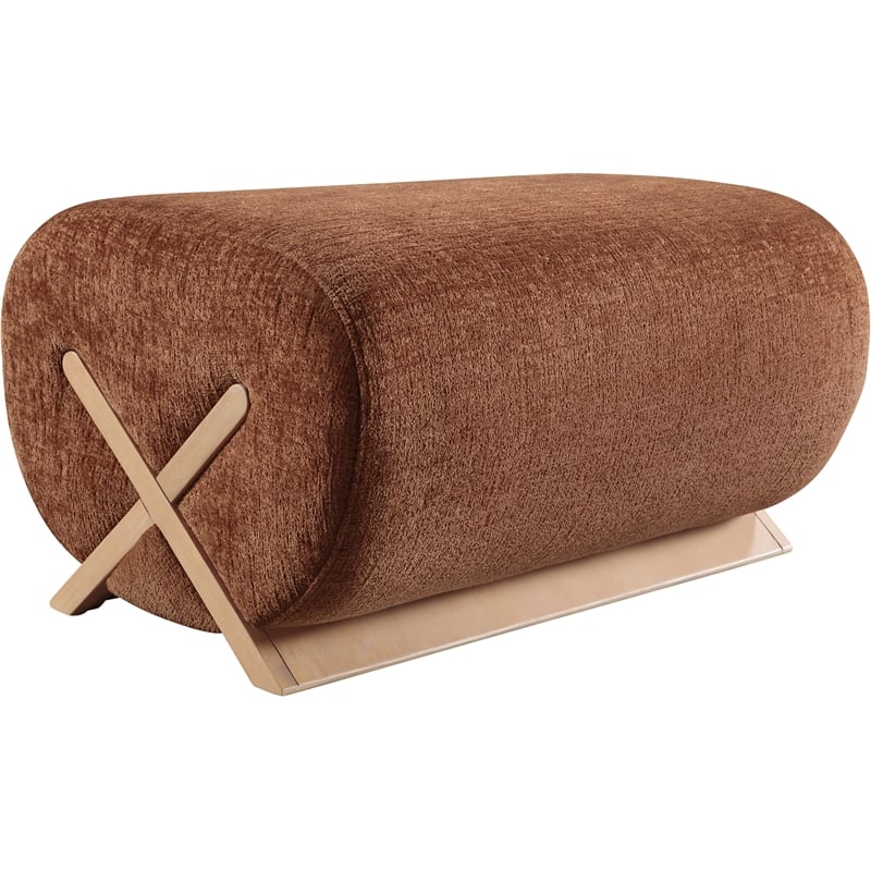 Meridian Furniture Akira Cognac Upholstered Ottoman