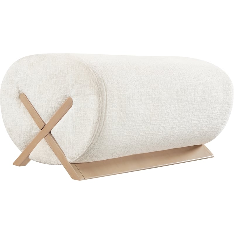 Meridian Furniture Akira Cream Upholstered Ottoman