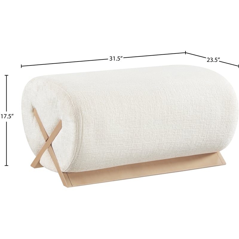 Meridian Furniture Akira Cream Upholstered Ottoman