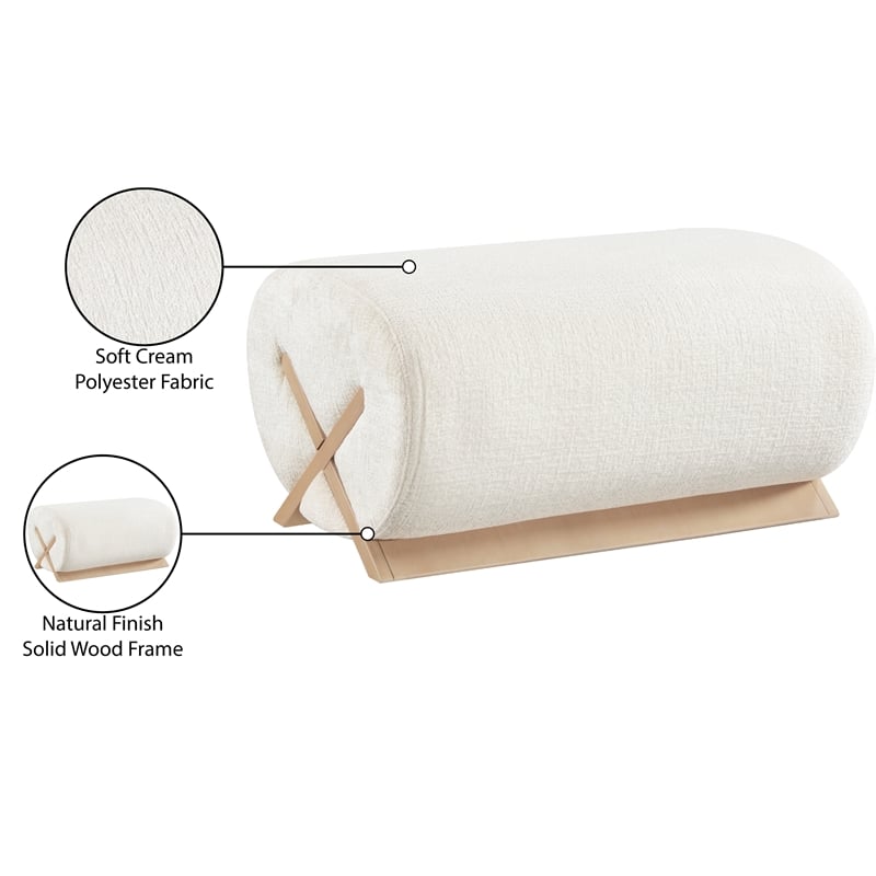 Meridian Furniture Akira Cream Upholstered Ottoman