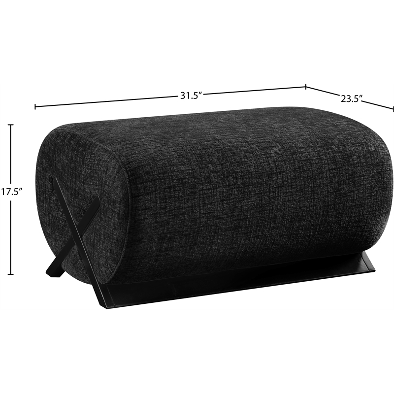 Meridian Furniture Akira Black Upholstered Ottoman