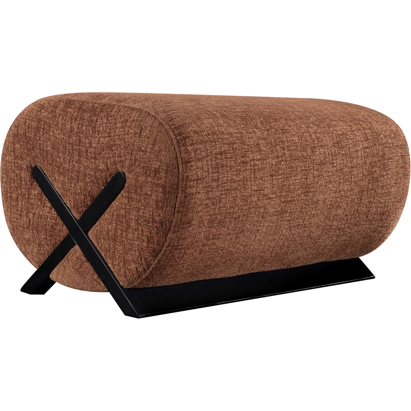 Meridian Furniture Akira Cognac Upholstered Ottoman