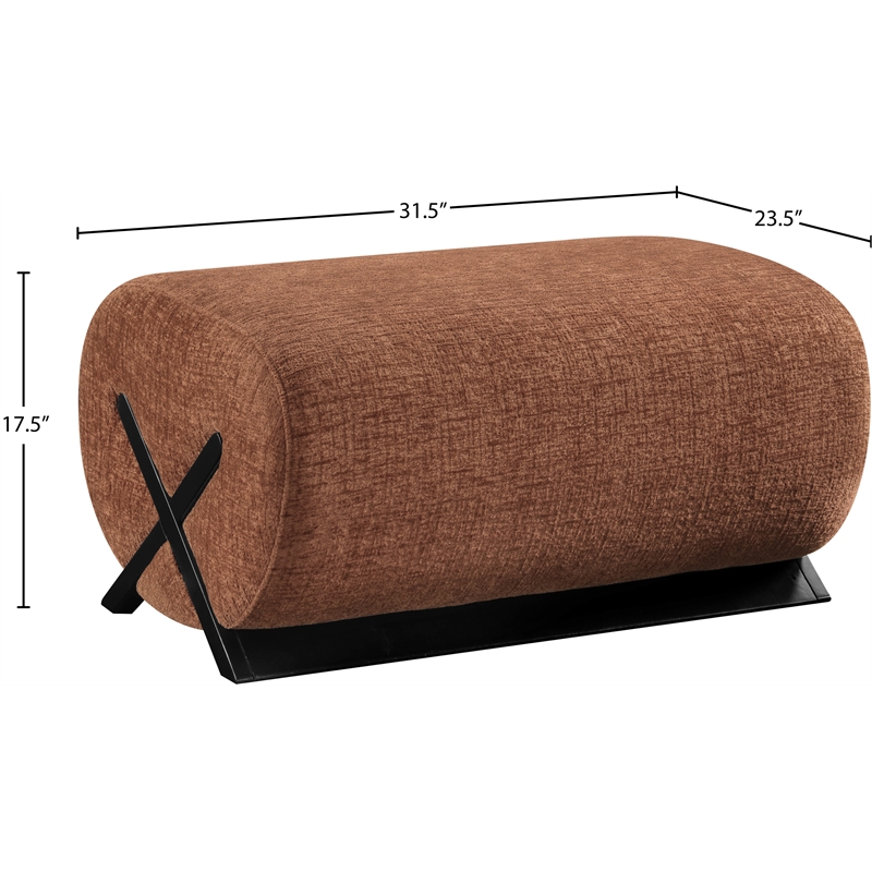 Meridian Furniture Akira Cognac Upholstered Ottoman