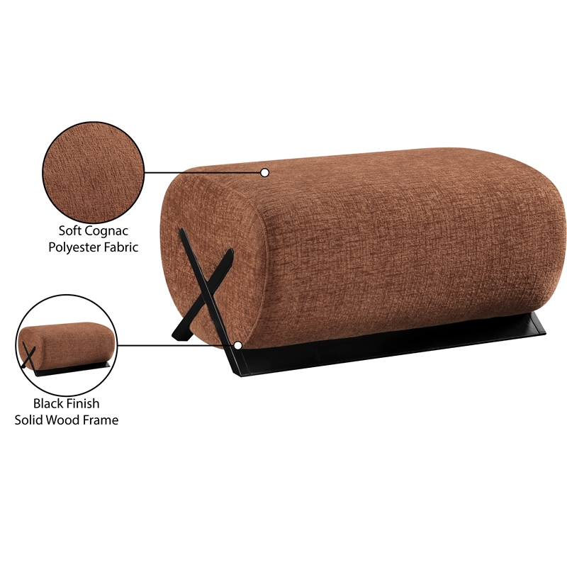 Meridian Furniture Akira Cognac Upholstered Ottoman