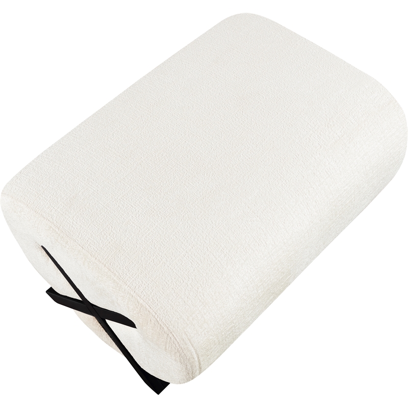 Meridian Furniture Akira Cream Upholstered Ottoman