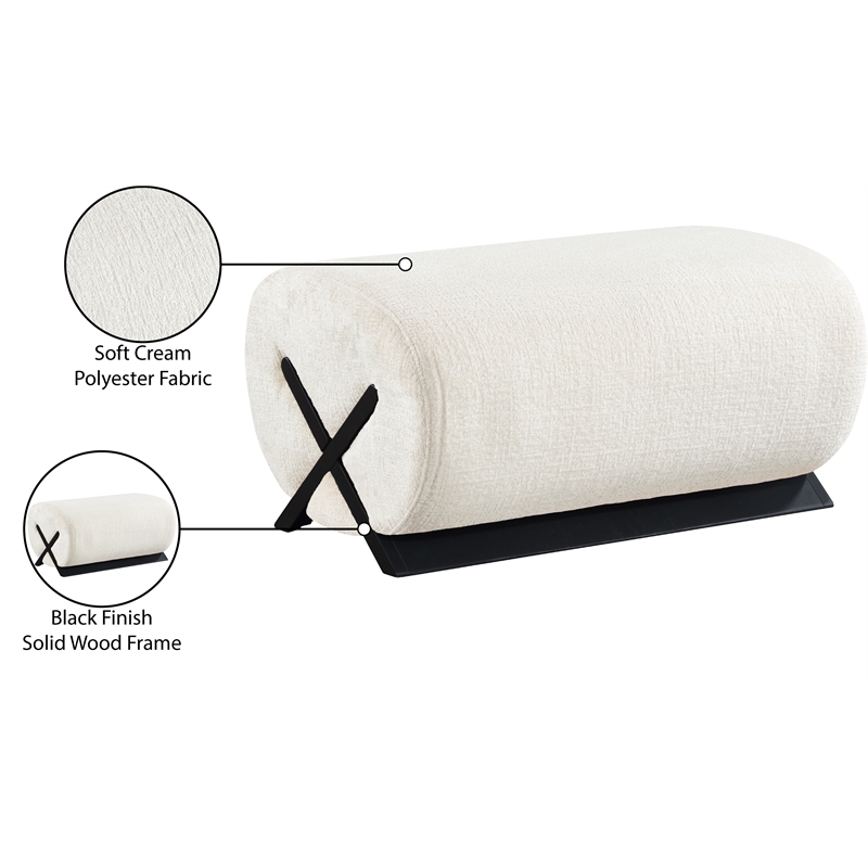 Meridian Furniture Akira Cream Upholstered Ottoman