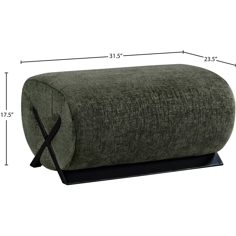 Meridian Furniture Akira Green Upholstered Ottoman