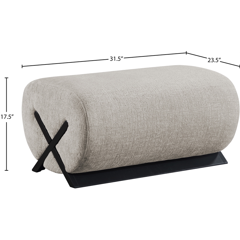 Meridian Furniture Akira Grey Upholstered Ottoman