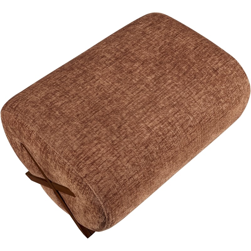 Meridian Furniture Akira Cognac Upholstered Ottoman