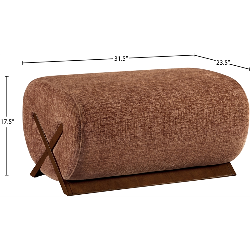 Meridian Furniture Akira Cognac Upholstered Ottoman