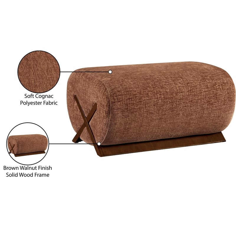 Meridian Furniture Akira Cognac Upholstered Ottoman