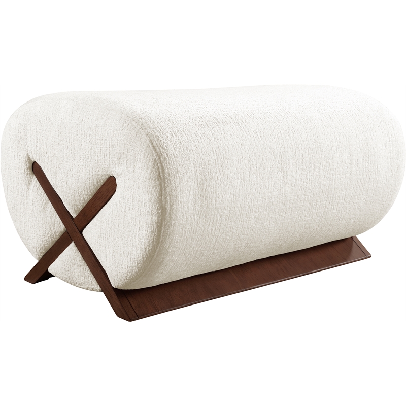 Meridian Furniture Akira Cream Upholstered Ottoman