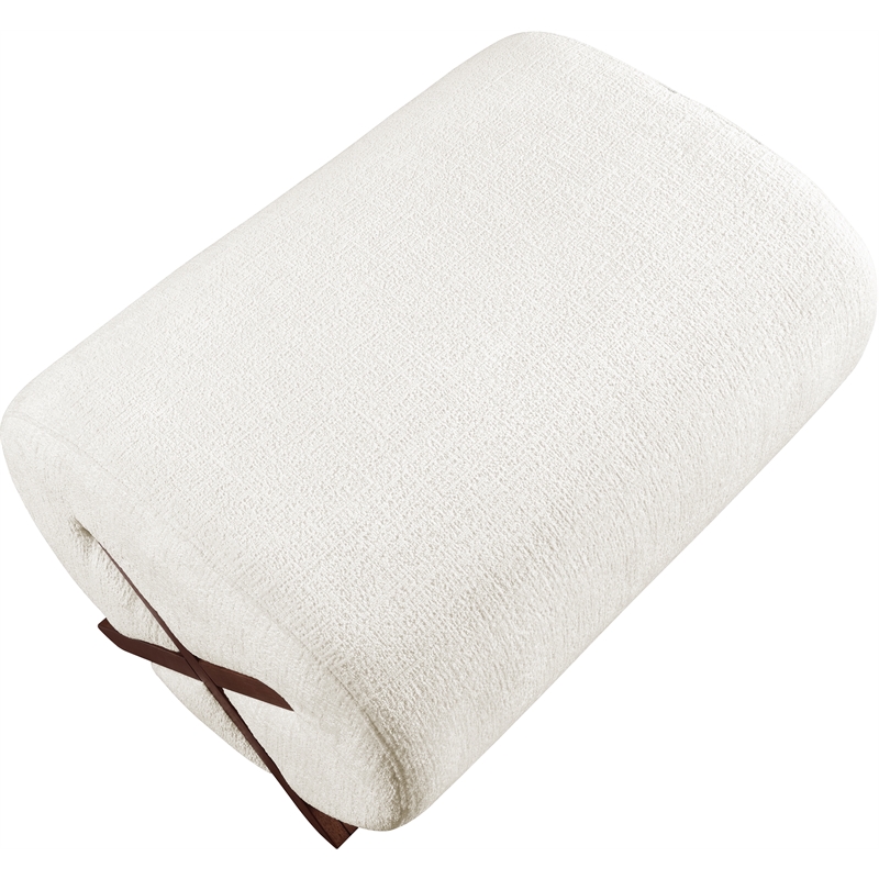 Meridian Furniture Akira Cream Upholstered Ottoman