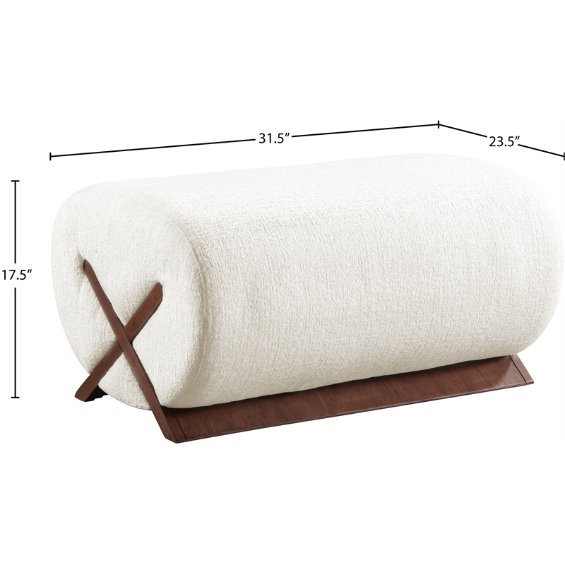 Meridian Furniture Akira Cream Upholstered Ottoman