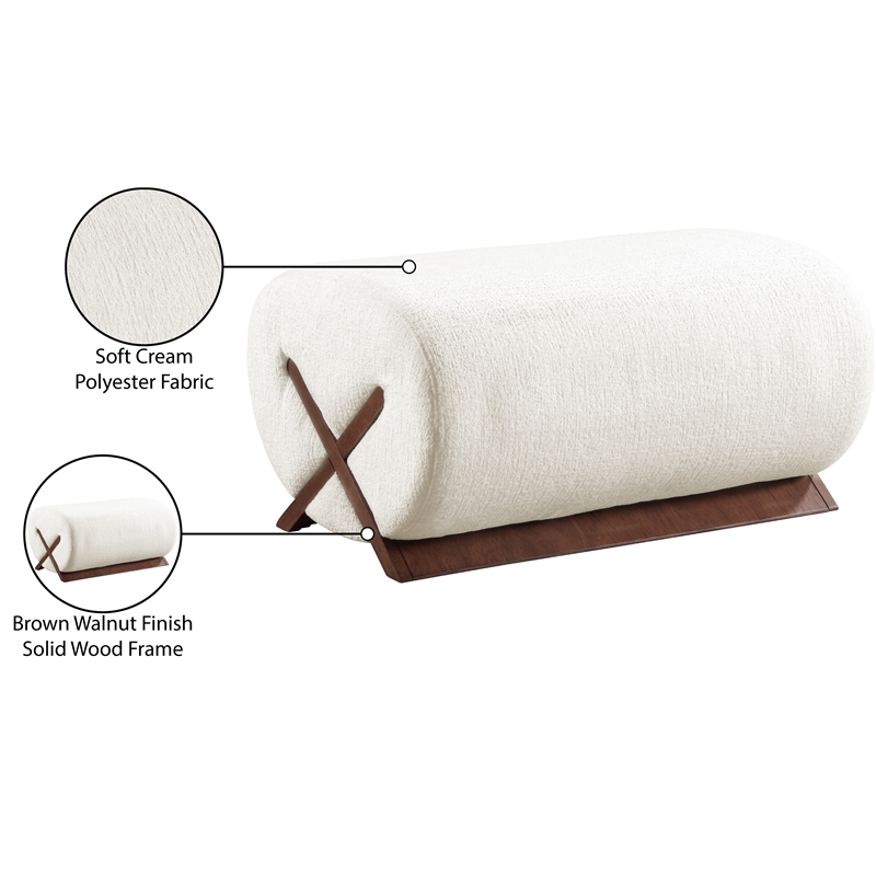 Meridian Furniture Akira Cream Upholstered Ottoman