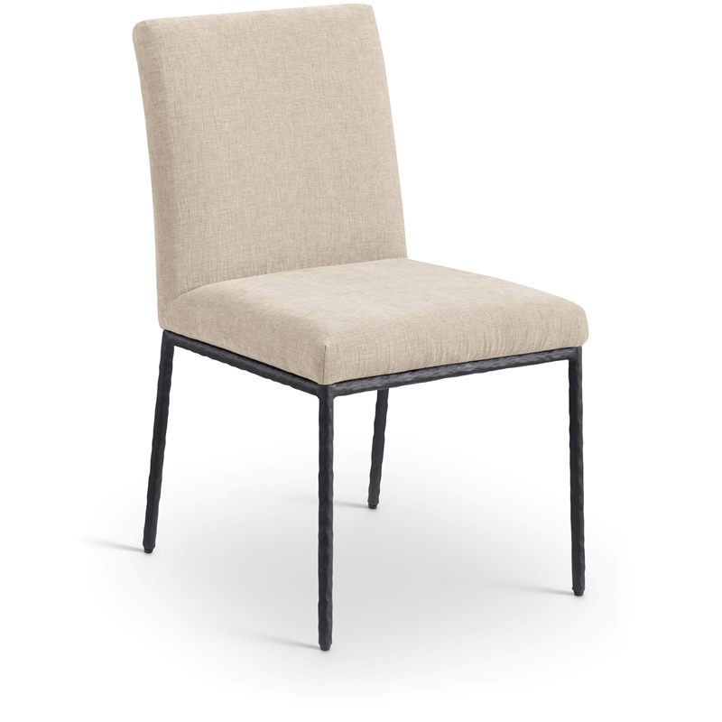 Meridian Furniture Reeves Beige Chenille Fabric Dining Side Chair (Set of 2)