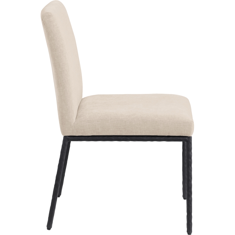 Meridian Furniture Reeves Beige Chenille Fabric Dining Side Chair (Set of 2)