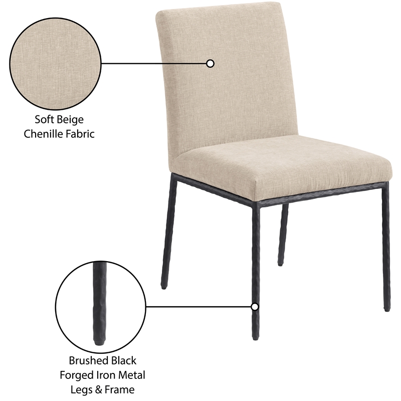 Meridian Furniture Reeves Beige Chenille Fabric Dining Side Chair (Set of 2)