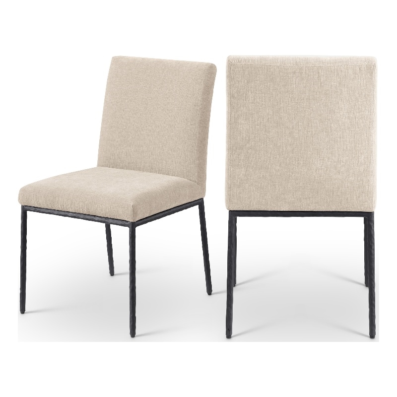 Meridian Furniture Reeves Beige Chenille Fabric Dining Side Chair (Set of 2)