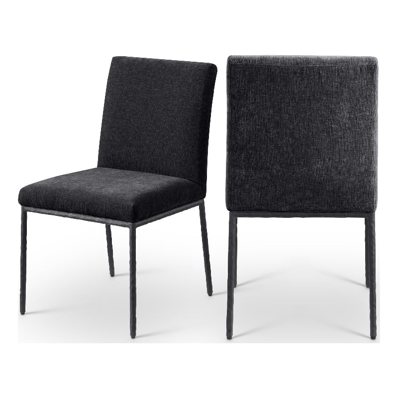 Meridian Furniture Reeves Black Chenille Fabric Dining Side Chair (Set of 2)