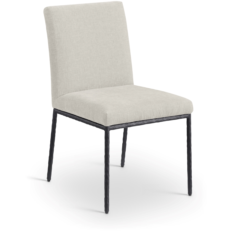 Meridian Furniture Reeves Cream Chenille Fabric Dining Side Chair (Set of 2)