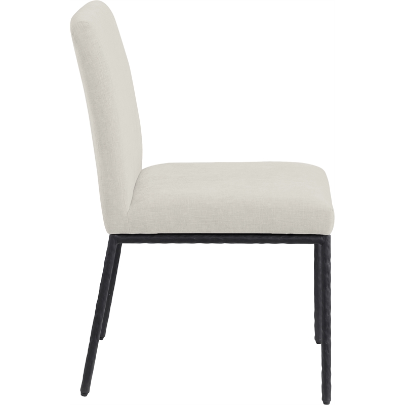 Meridian Furniture Reeves Cream Chenille Fabric Dining Side Chair (Set of 2)