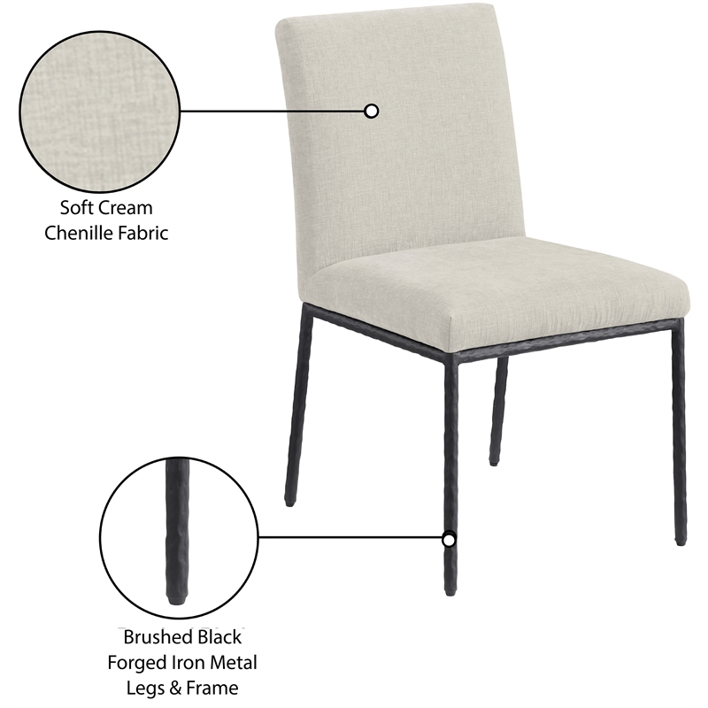 Meridian Furniture Reeves Cream Chenille Fabric Dining Side Chair (Set of 2)