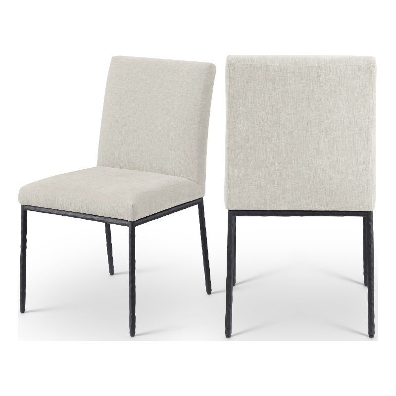 Meridian Furniture Reeves Cream Chenille Fabric Dining Side Chair (Set of 2)
