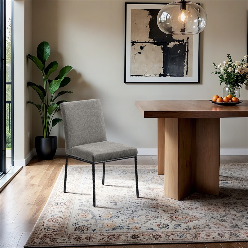 Meridian Furniture Reeves Grey Chenille Fabric Dining Side Chair (Set of 2)