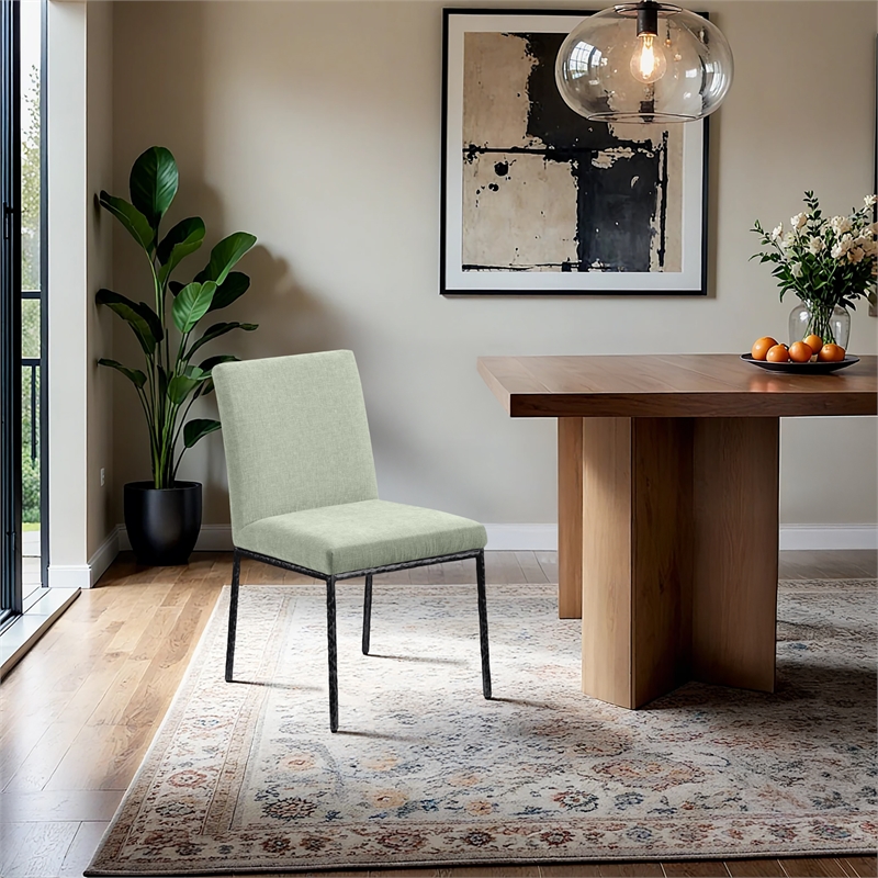 Meridian Furniture Reeves Mint Chenille Fabric Dining Side Chair (Set of 2)