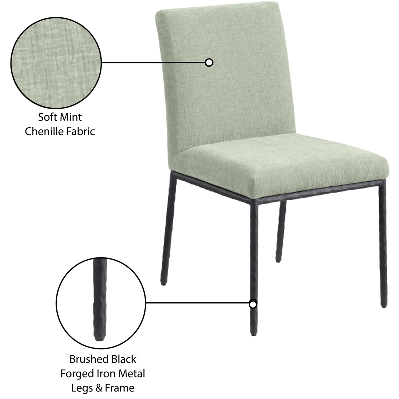 Meridian Furniture Reeves Mint Chenille Fabric Dining Side Chair (Set of 2)