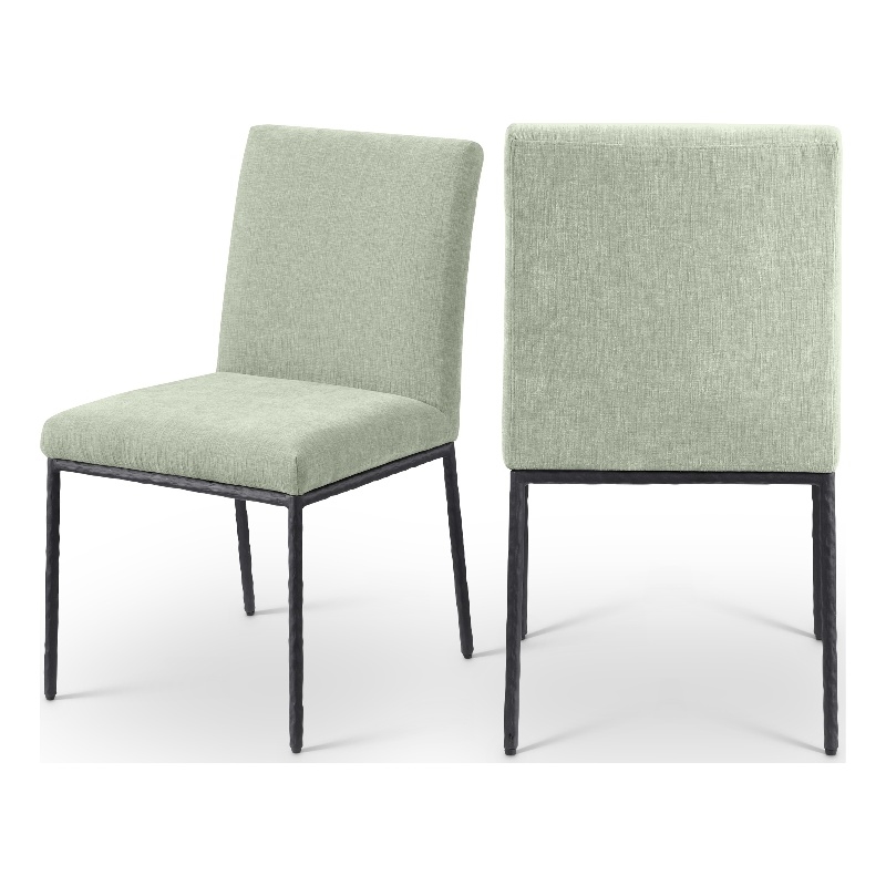Meridian Furniture Reeves Mint Chenille Fabric Dining Side Chair (Set of 2)