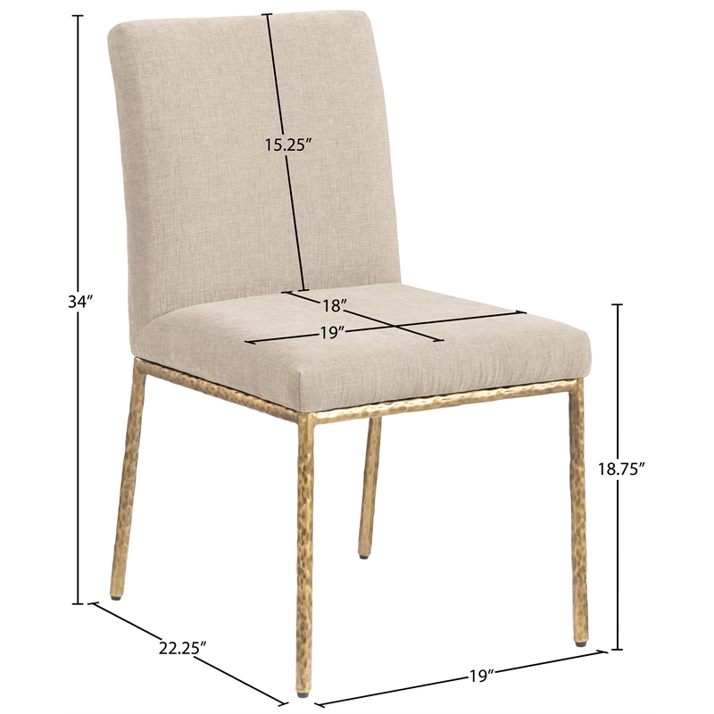 Meridian Furniture Reeves Beige Chenille Fabric Dining Side Chair (Set of 2)