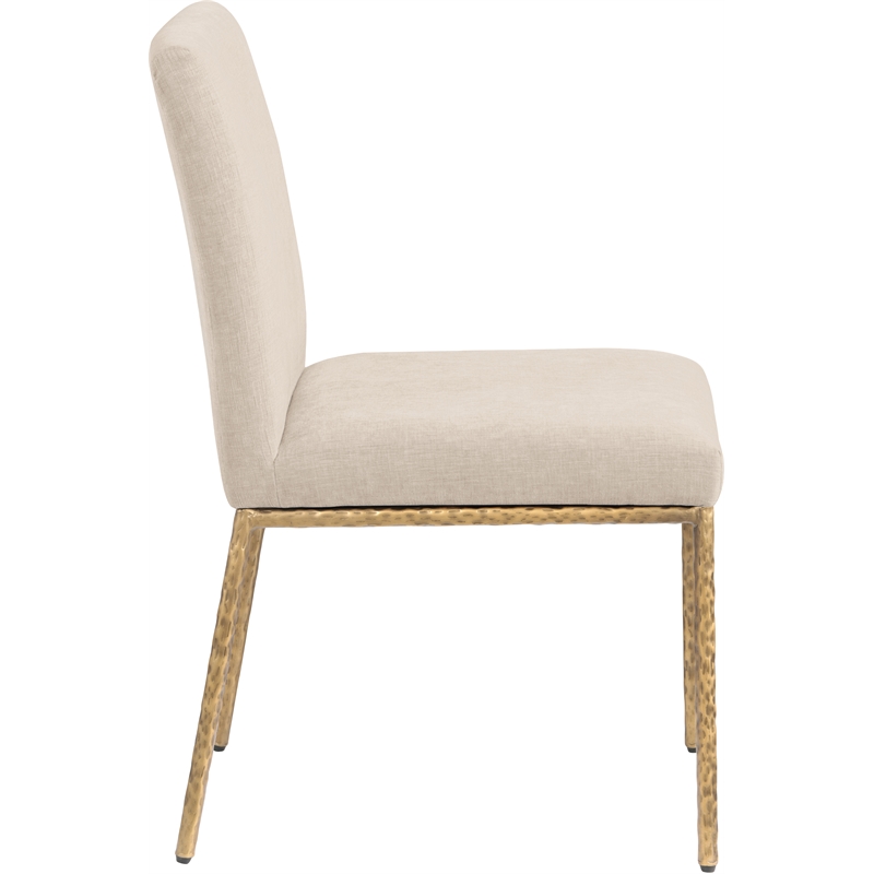 Meridian Furniture Reeves Beige Chenille Fabric Dining Side Chair (Set of 2)