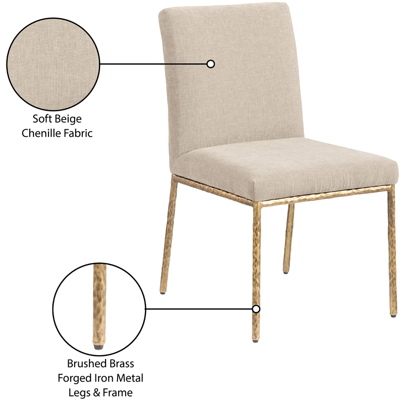 Meridian Furniture Reeves Beige Chenille Fabric Dining Side Chair (Set of 2)
