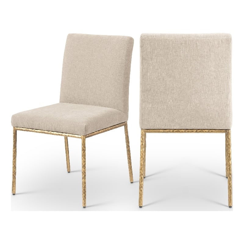 Meridian Furniture Reeves Beige Chenille Fabric Dining Side Chair (Set of 2)