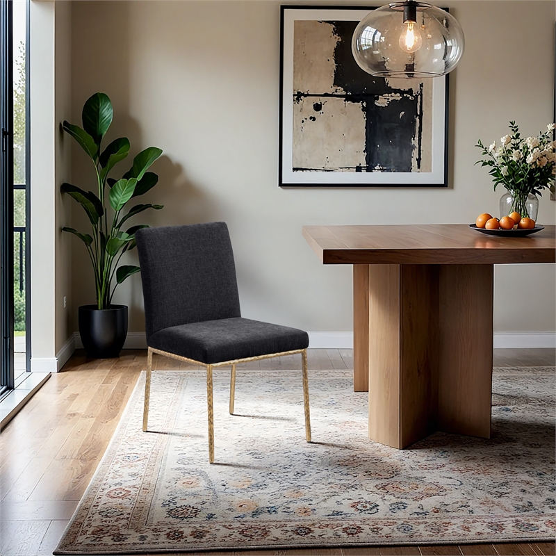 Meridian Furniture Reeves Black Chenille Fabric Dining Side Chair (Set of 2)