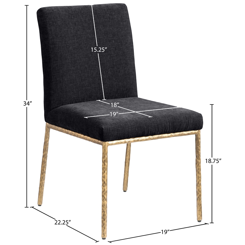 Meridian Furniture Reeves Black Chenille Fabric Dining Side Chair (Set of 2)