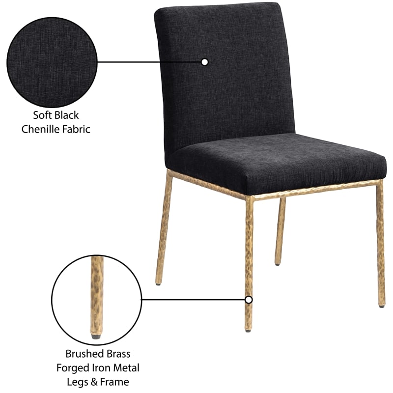 Meridian Furniture Reeves Black Chenille Fabric Dining Side Chair (Set of 2)