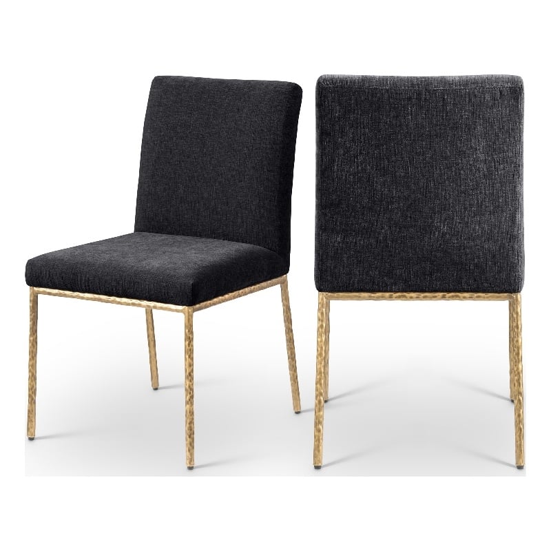 Meridian Furniture Reeves Black Chenille Fabric Dining Side Chair (Set of 2)