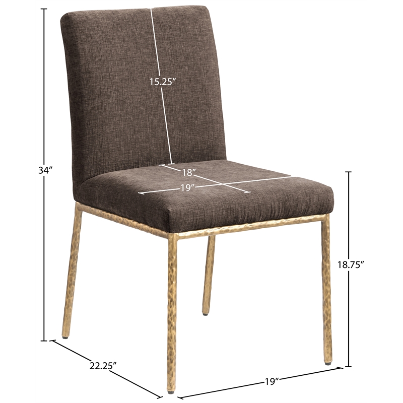 Meridian Furniture Reeves Brown Chenille Fabric Dining Side Chair (Set of 2)