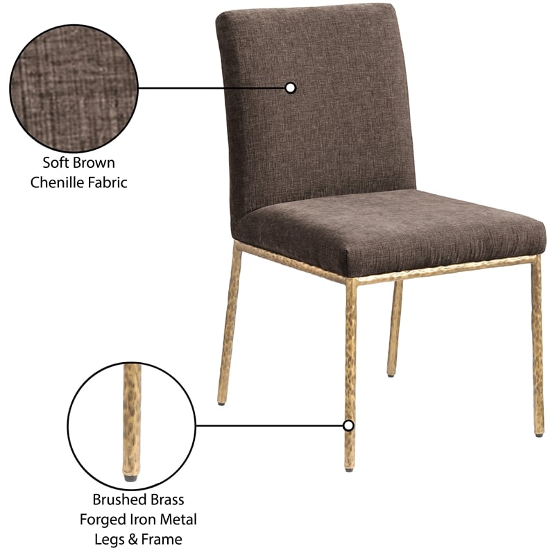 Meridian Furniture Reeves Brown Chenille Fabric Dining Side Chair (Set of 2)