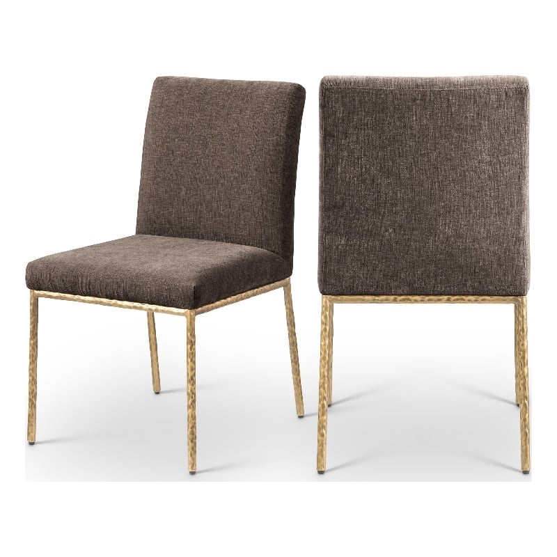 Meridian Furniture Reeves Brown Chenille Fabric Dining Side Chair (Set of 2)