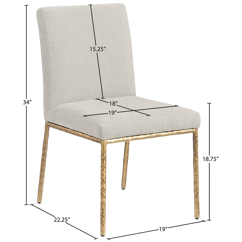 Meridian Furniture Reeves Cream Chenille Fabric Dining Side Chair (Set of 2)